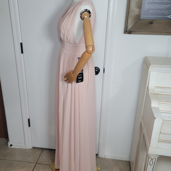 Lulu's Heavenly Hues Blush Maxi Bridesmaid Prom V Neck Dress 43449 Size XS NWT - Picture 6 of 15